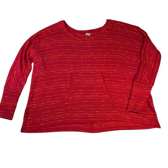 Splendid Hot Pink/Orange Lightweight Boxy Sweater Kangaroo Pocket Size L - Picture 3 of 9